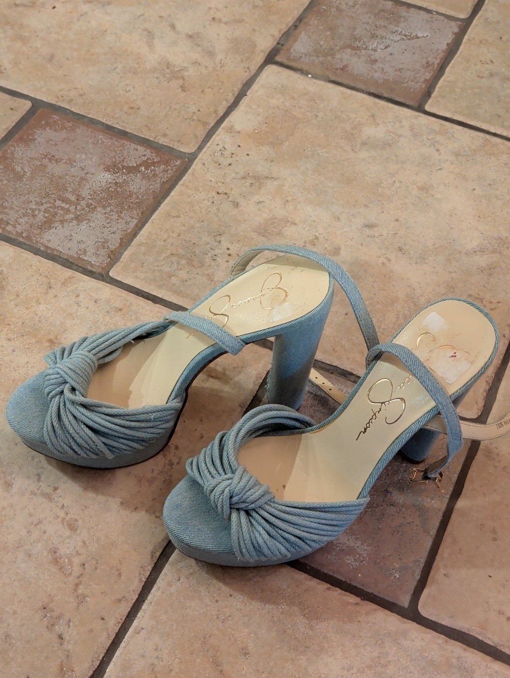 Jessica Simpson Blue Knotted Platform Heels